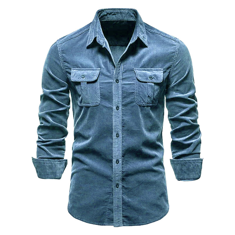 ผู้ชายใหม่ Corduroy เสื้อผ้าฝ้ - Corduroy Button Up Shirt Men บทวิจารณ์และราคา