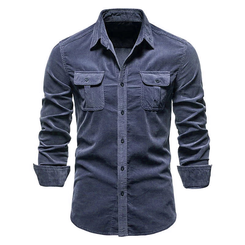 ผู้ชายใหม่ Corduroy เสื้อผ้าฝ้ - Corduroy Button Up Shirt Men บทวิจารณ์และราคา