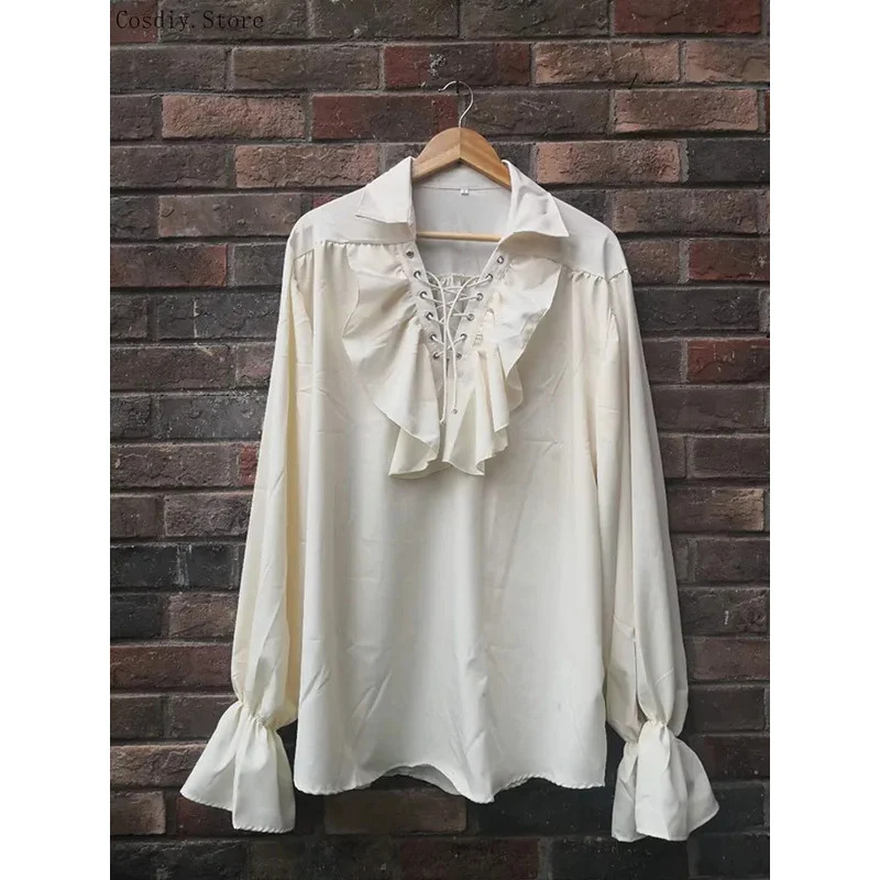 ชุดคอสตูมโจรสลัดยุคกลาง ฮาโลวี - Medieval Gothic Lace Up Pirate Shirt บทวิจารณ์และราคา