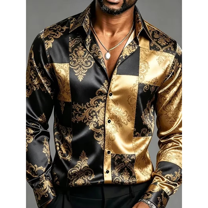 เสื้อเชิ้ตผู้ชายแขนยาวผ้าซาติน - Mens Satin Silk Dress Shirt บทวิจารณ์และราคา