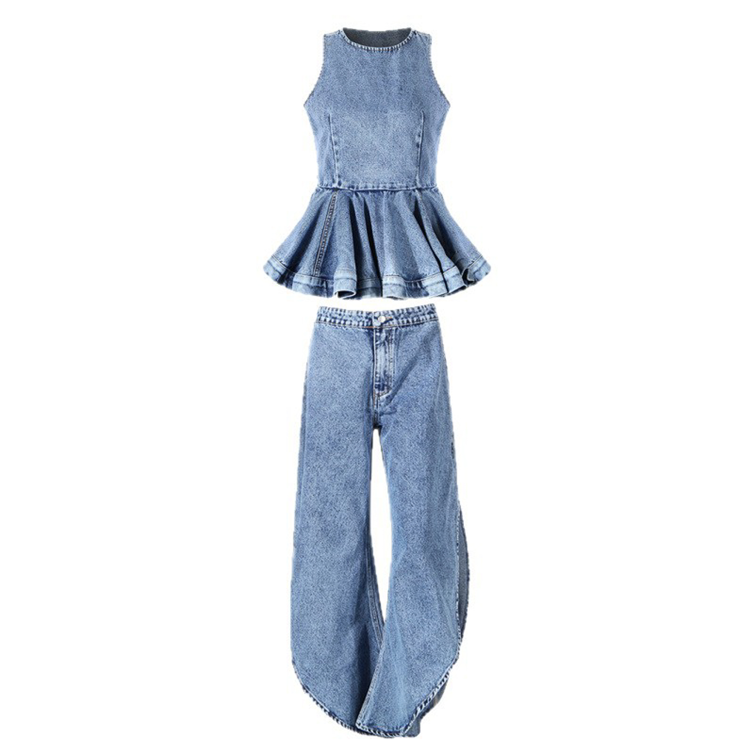 ชุดเดนิมสองชิ้นสำหรับผู้หญิงสไ - Jeans บทวิจารณ์และราคา