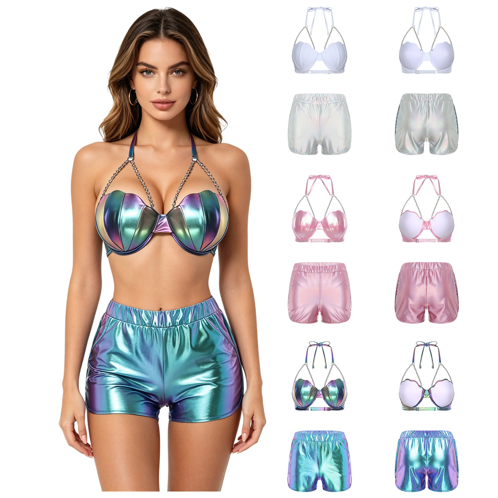 ชุดว่ายน้ำผู้หญิงแบบเมทัลลิกเง - Shorts บทวิจารณ์และราคา
