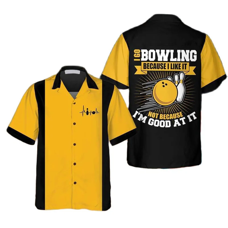 เสื้อเชิ้ตลายพิมพ์ลูกโบว์ลิ่งส - Short Sleeve Bowling Shirt Retro บทวิจารณ์และราคา
