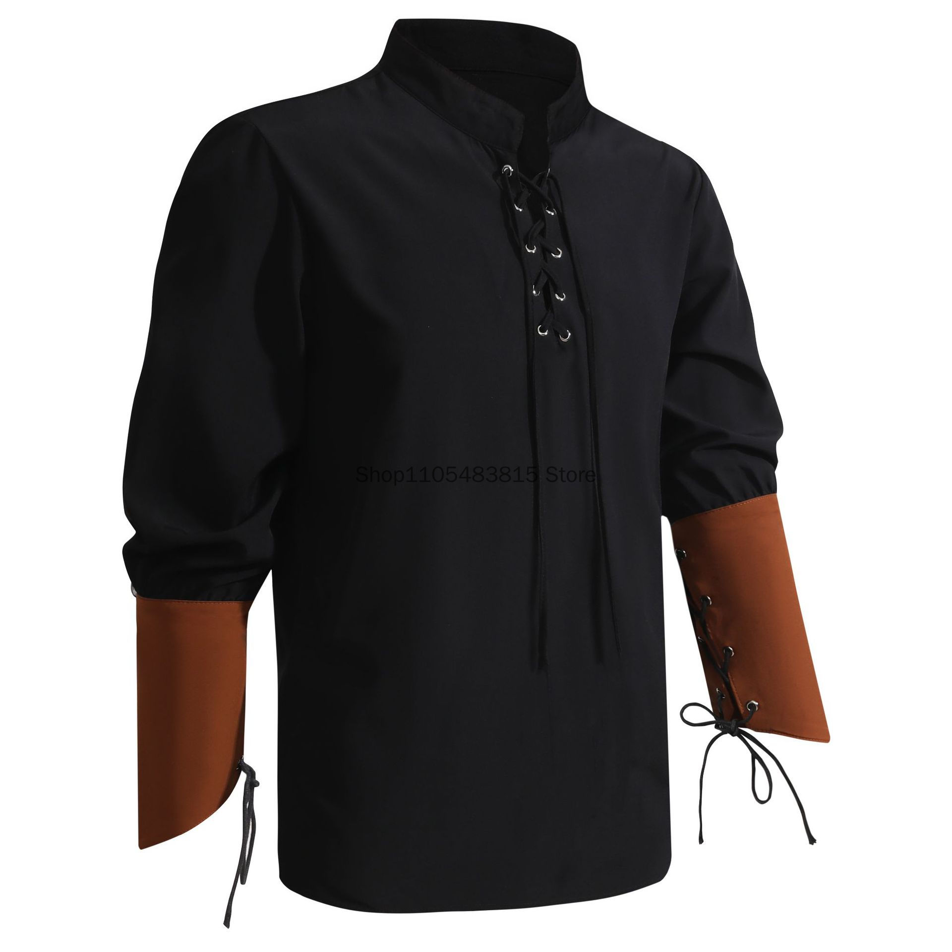 เสื้อเชิ้ตสไตล์โจรสลัดสำหรับผู - Medieval Gothic Lace Up Pirate Shirt บทวิจารณ์และราคา