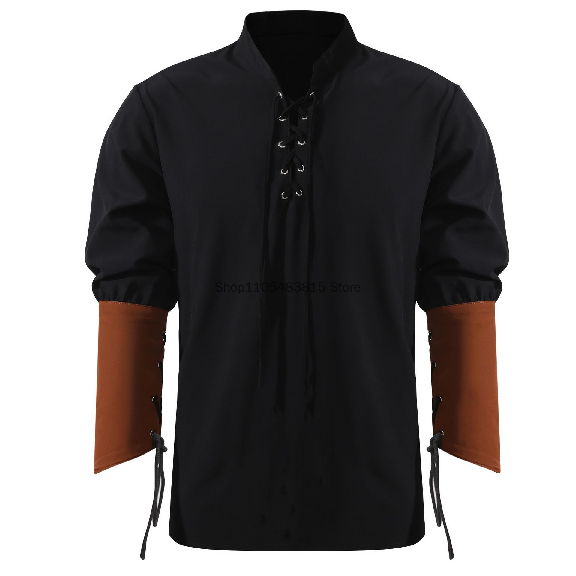 เสื้อเชิ้ตสไตล์โจรสลัดสำหรับผู - Medieval Gothic Lace Up Pirate Shirt บทวิจารณ์และราคา