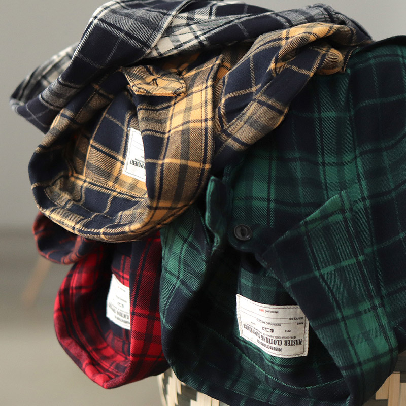ฤดูใบไม้ร่วงใหม่ญี่ปุ่น Retro  - Flannel Plaid Shirt Heavy Weight บทวิจารณ์และราคา