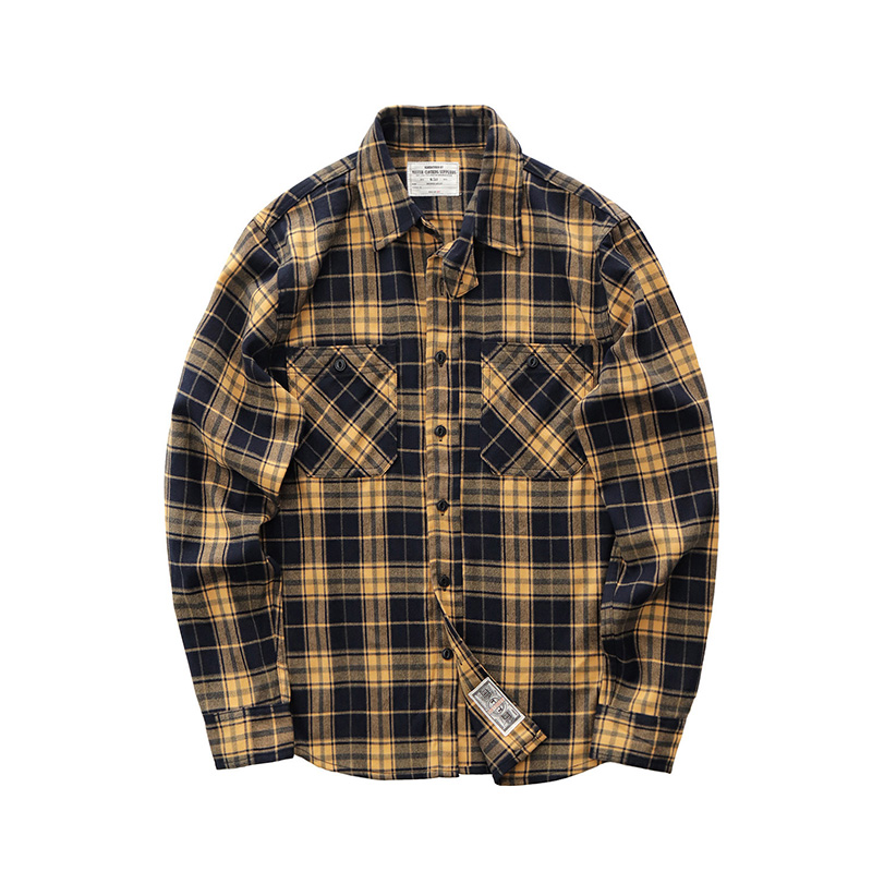 ฤดูใบไม้ร่วงใหม่ญี่ปุ่น Retro  - Flannel Plaid Shirt Heavy Weight บทวิจารณ์และราคา