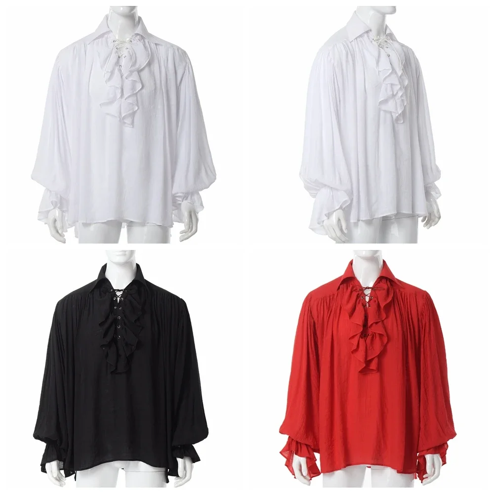 เสื้อเชิ้ตผู้ชายสไตล์โจรสลัด เ - Medieval Gothic Lace Up Pirate Shirt บทวิจารณ์และราคา