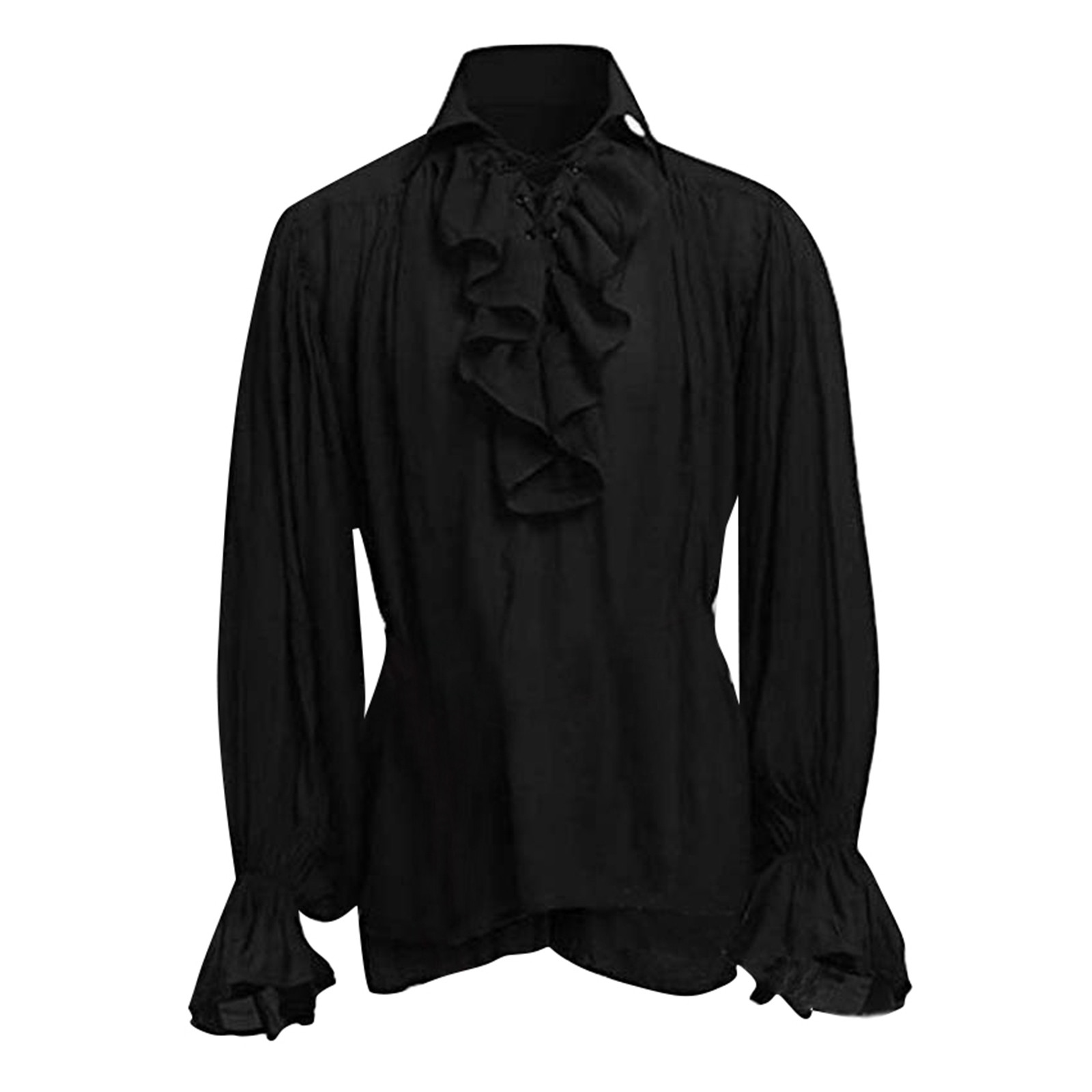 Mens Halloween Lace Up เสื้อโจ - Medieval Gothic Lace Up Pirate Shirt บทวิจารณ์และราคา