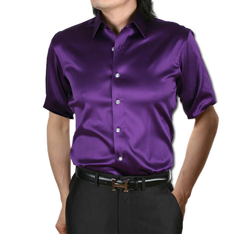 ชุดเดรสผ้าไหมซาตินสำหรับผู้ชาย - Mens Satin Silk Dress Shirt บทวิจารณ์และราคา