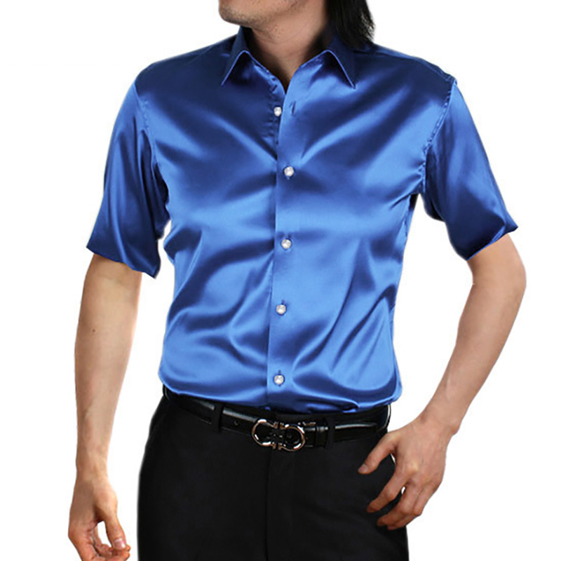 ชุดเดรสผ้าไหมซาตินสำหรับผู้ชาย - Mens Satin Silk Dress Shirt บทวิจารณ์และราคา