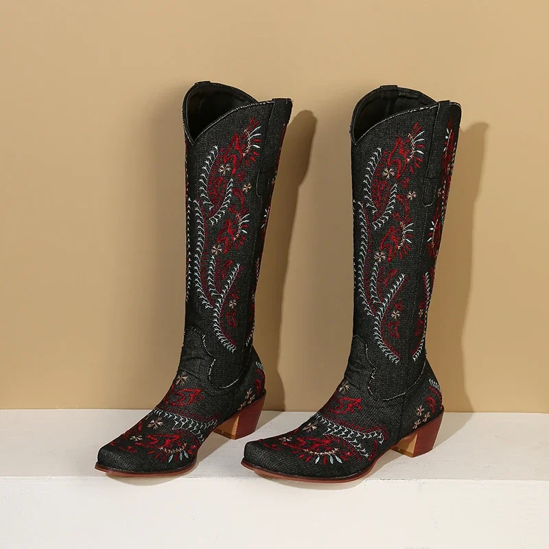 Blue Denim Western Cowgirl เข่ - Jeans บทวิจารณ์และราคา
