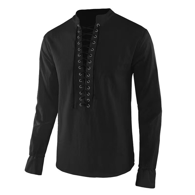 เสื้อเชิ้ตเรเนซองส์ผู้ชาย แนวโ - Mens Linen Shirt Long Sleeve บทวิจารณ์และราคา
