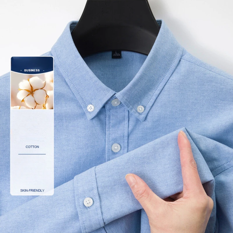 เสื้อเชิ้ตอ็อกซ์ฟอร์ดผู้ชายใหม - Oxford Cotton Casual Shirt Business บทวิจารณ์และราคา