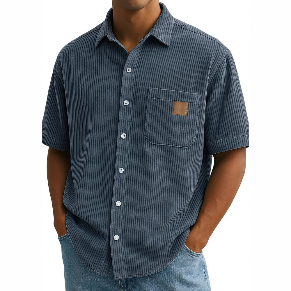 เสื้อเชิ้ตแขนสั้นผ้าลูกฟูกผู้ช - Corduroy Button Up Shirt Men บทวิจารณ์และราคา